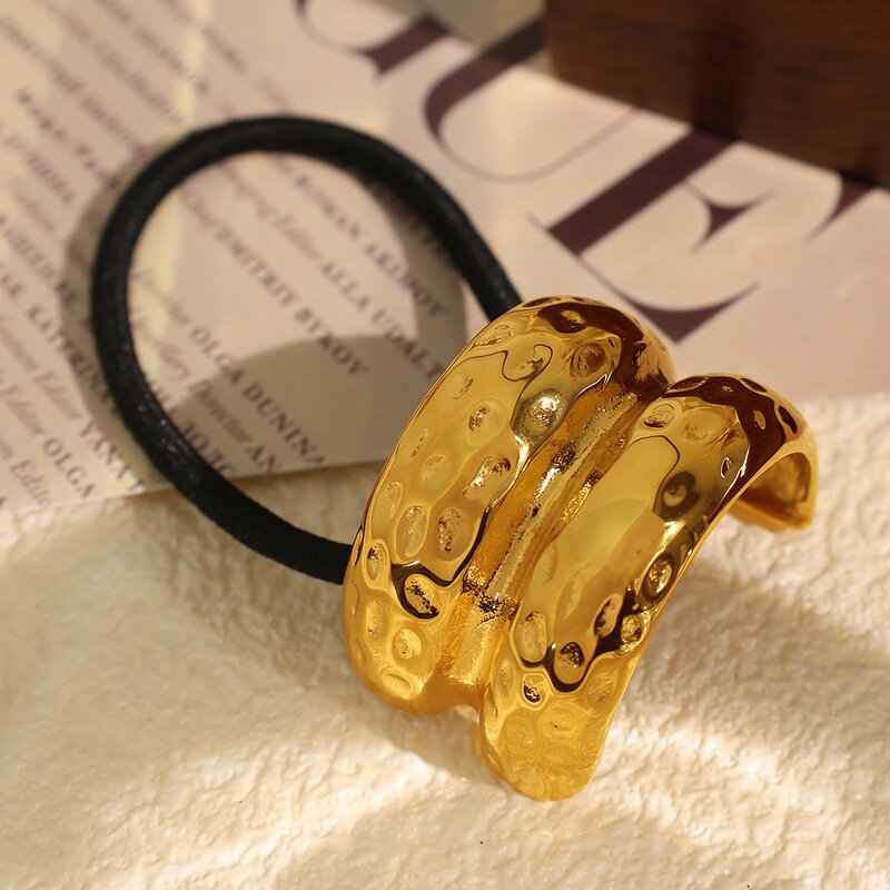 Hair Loop Manufacturer - Stainless Steel Irregular Arc-shaped Rubber Band Tie Ponytail Temperament Headbands