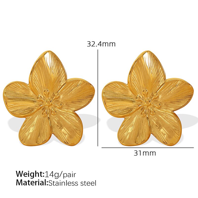 Flower Charm Earrings for Women Manufacturer - Stainless Steel 18K Gold Plated Temperament Fashion Jewelry