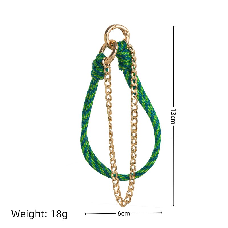 Keychain Manufacturer - Stainless Steel Gold Plated Chain Bag Charm DIY Pendant Colorful Braided Rope