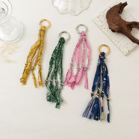 Bag Charms Manufacturer - Creative Styles Cloth Fabric Materials Vintage Colorful String Beads DIY Accessory