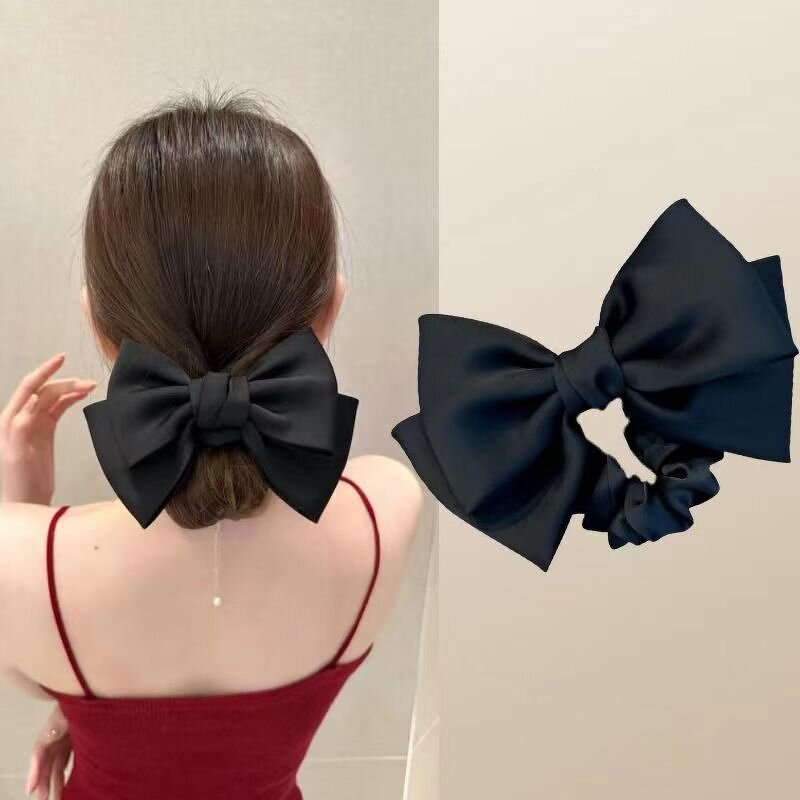 Women's Hairbands Manufacturer - Burgundy Red Princess Bow Large High End Satin Bow Tie Headdress for Girl
