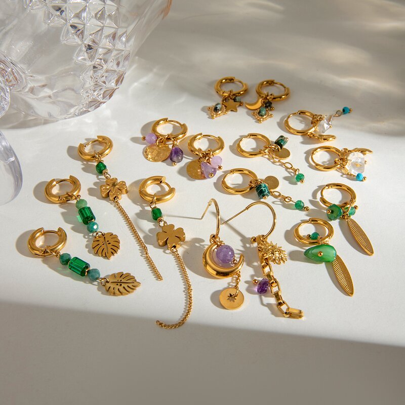 Custom Earring for Women Manufacturer - Waterproof 18K Gold Plated Stainless Steel Trendy Charm Pendant