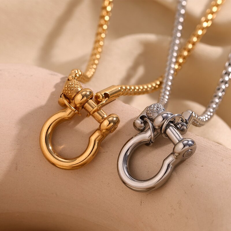 Stainless Steel Necklaces for Women Manufacturer - Tarnish Free Gold Plated Chain Lock Pendant