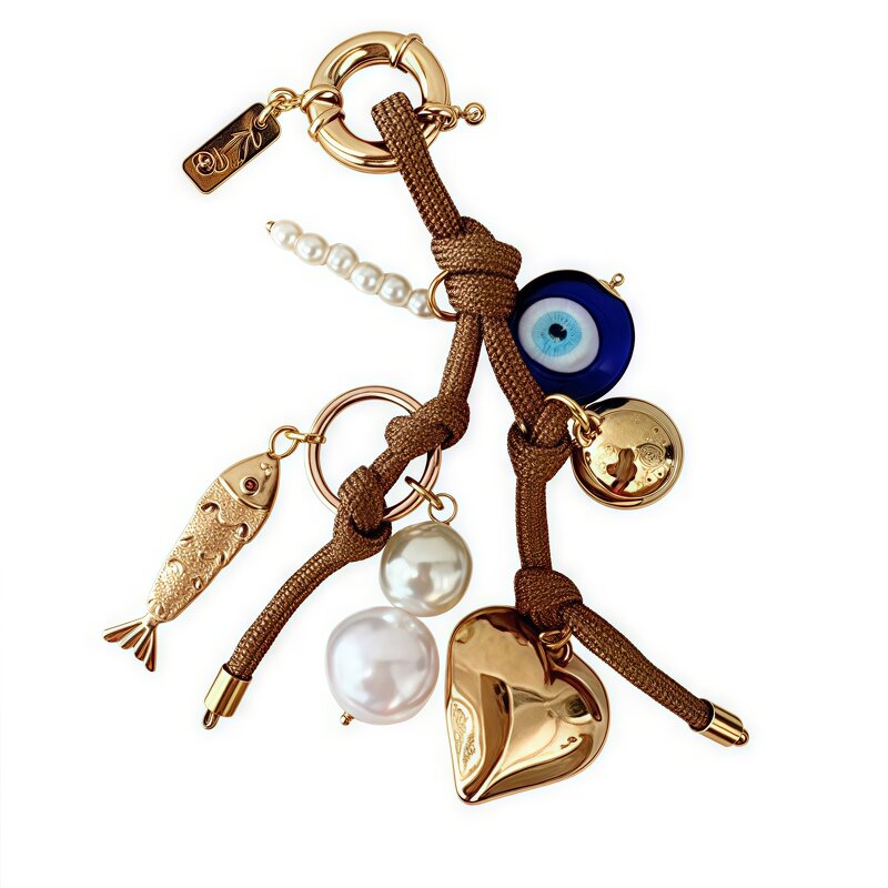 Summer Jewelry Key Chain Manufacturer - Metal Shell Pearl Pendant Cloth Rope Bag Hanging Decorations Ocean Style