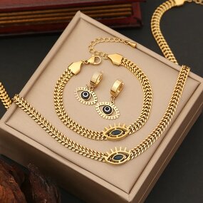 Women's Necklace Manufacturer - Fashion Design Eye with Flat Chain Jewelry Set