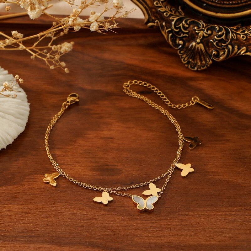 Double-Layer Ankle Chain for Women Manufacturer - Titanium Steel High-End Exquisite Niche Design