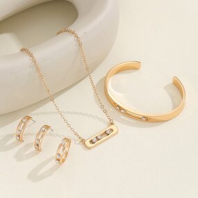 Women's Jewelry Set Manufacturer - 18K Gold Plated Designer Bracelet Necklace Earrings Custom Luxury Waterproof