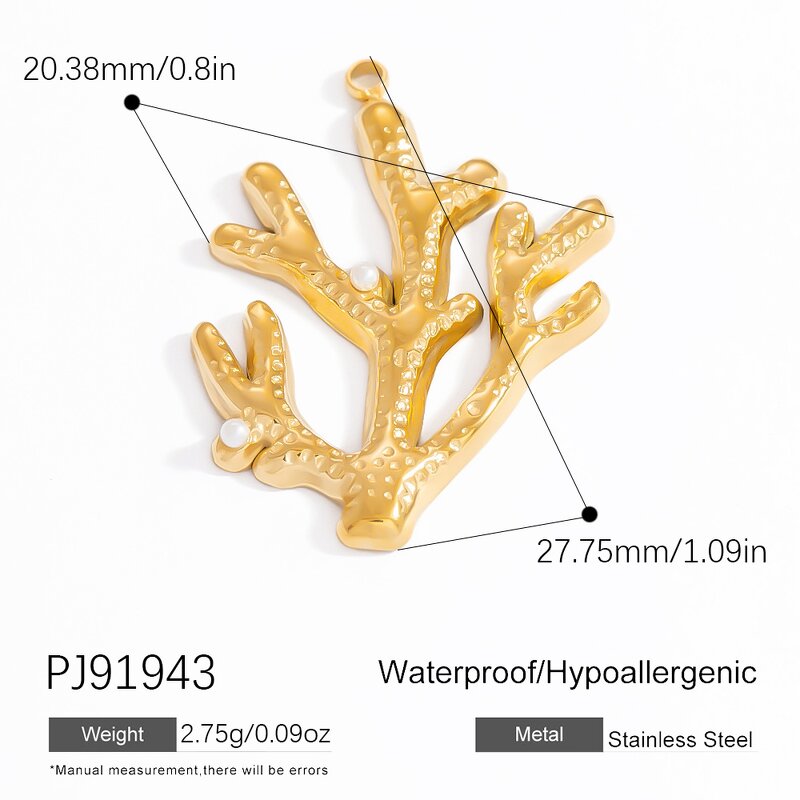 Ocean Resort Style Jewelry Manufacturer - Stainless Steel 18K Gold Plated Coral Conch Fish Bone Pendants