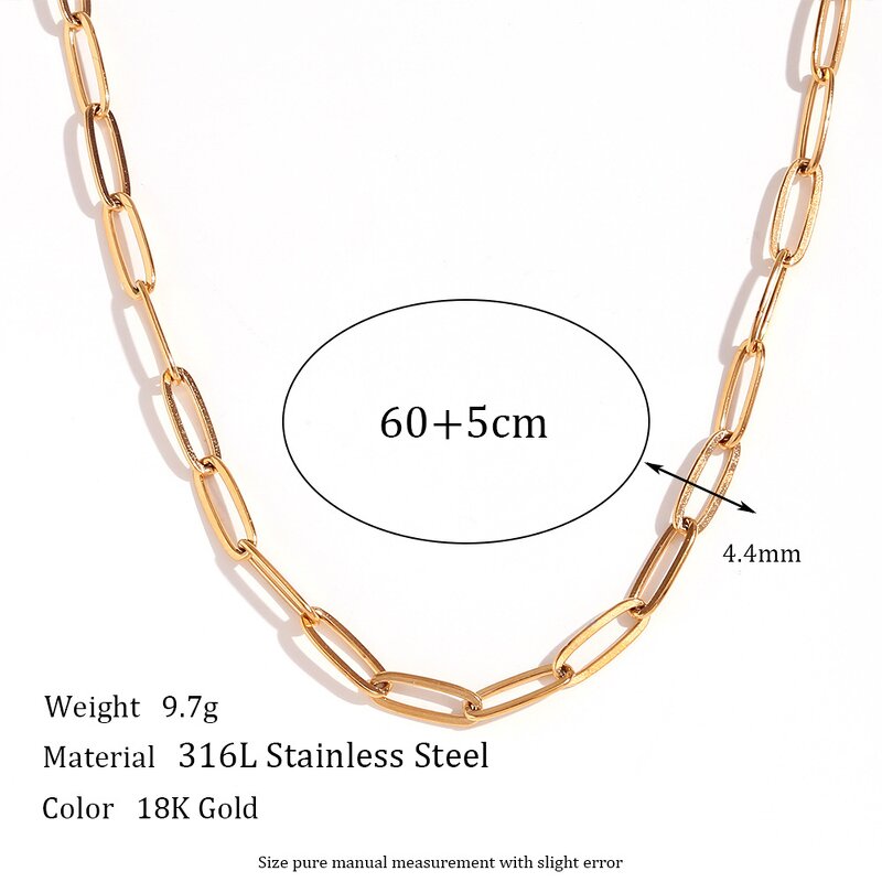 Stainless Steel Chain Jewelry Manufacturer - 18K PVD Gold Plated Paper Clip Necklace & Bracelets for Girls