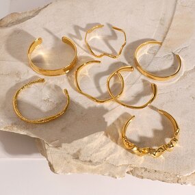 Stainless Steel Bangle Set for Women Manufacturer - 18K PVD Gold Plated Tarnish Free Trendy High Quality