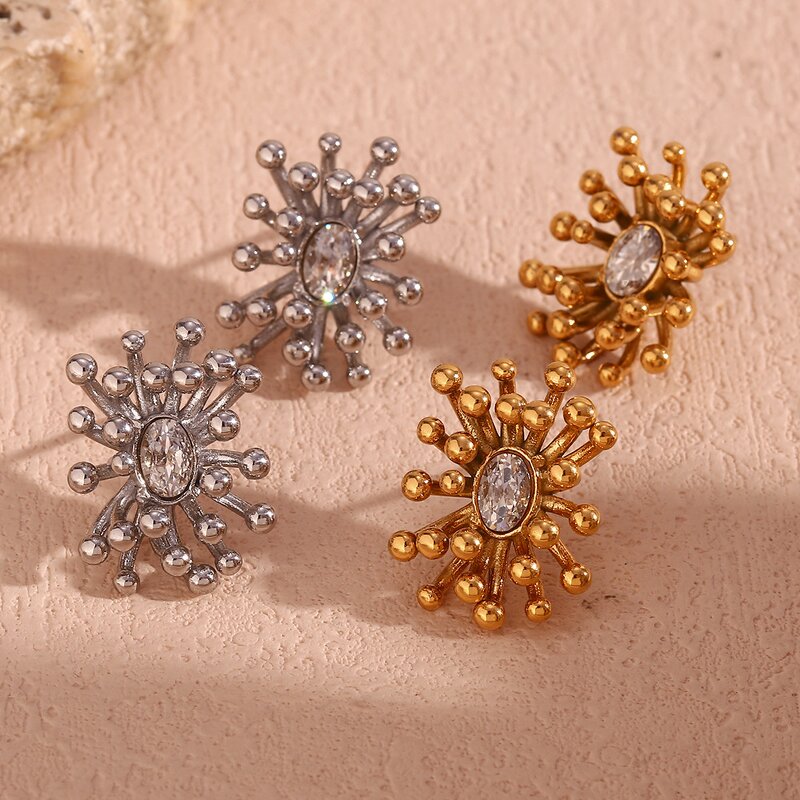 Geometric Hoop Earrings for Women Manufacturer - 18K Gold Plated Stainless Steel Hollow Heart Shaped with Zircon Gifts