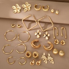 Chunky Hoop Earrings for Women Manufacturer - Gold Plated Thick Buckle Twisted Hanging Drop Party Jewelry