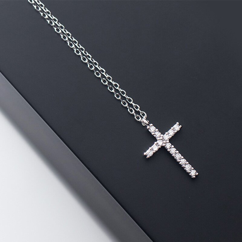 925 Silver Cross Necklace for Women Manufacturer - Zircon Pendant Minimalist Jewelry