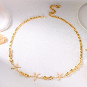 Bohemian Beach Body Chain Manufacturer - Vintage Style Waist Chain Starfish Shell Rice Beads Fashionable Alloy