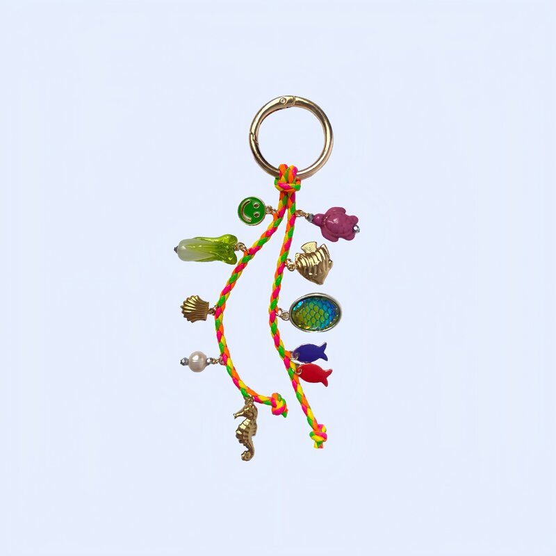 Bag Keychains Manufacturer - Colorful Retro Stainless Steel DIY Shell Conch Fish Bone Rope Pendant Best-selling