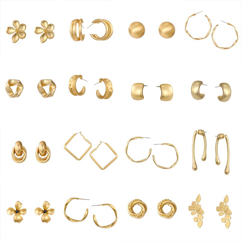 Chunky Hoop Earrings for Women Manufacturer - Gold Plated Thick Buckle Twisted Hanging Drop Party Jewelry