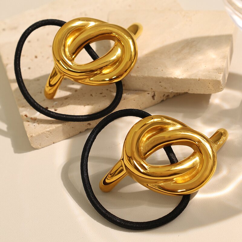 Hair Loop Manufacturer - Stainless Steel Irregular Arc-shaped Rubber Band Tie Ponytail Temperament Headbands
