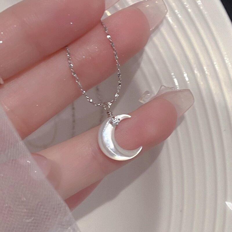 925 Silver Pendant Necklaces for Women Manufacturer - Shell Moon Zircon Creative Elegant for Anniversary Gifts