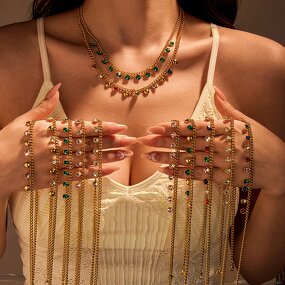 Crystal Rhinestones Charms Necklaces for Girls Manufacturer - Stainless Steel Waterproof Gold Plated Tassel