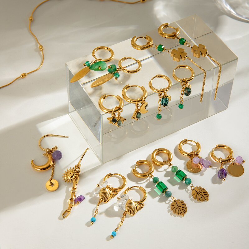 Custom Earring for Women Manufacturer - Waterproof 18K Gold Plated Stainless Steel Trendy Charm Pendant