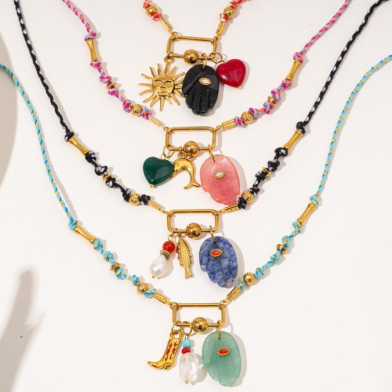 Bohemian Necklace Manufacturer - High-end Colored Ropes Handmade DIY with Natural Stones Beautiful Eyes