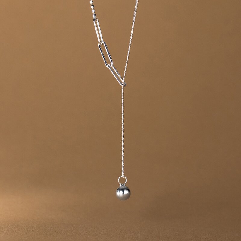 925 Silver Necklaces for Women Manufacturer - Geometric Round Ball Pendant Minimalist Jewelry