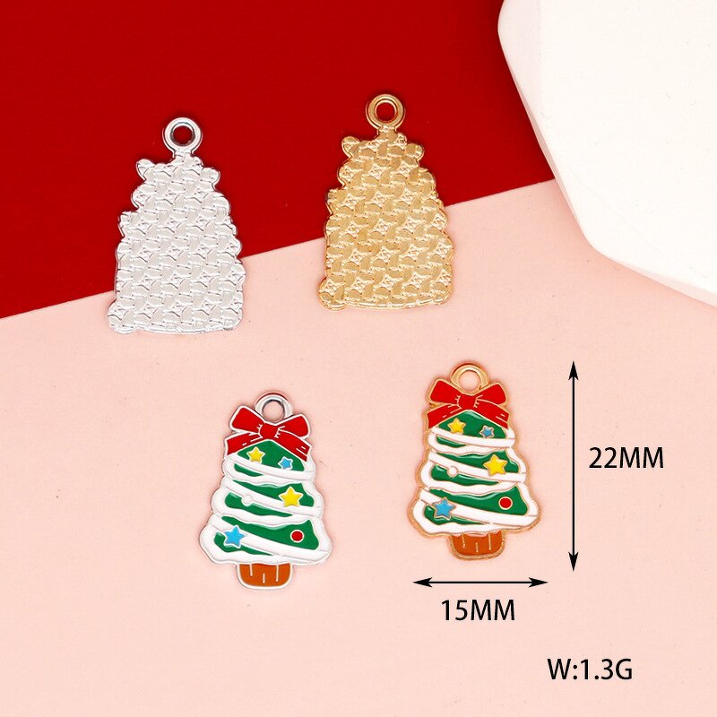 Christmas Jewelry Charms Manufacturer - DIY Enamel Santa Claus Christmas Tree Pendants for Necklace & Bracelet