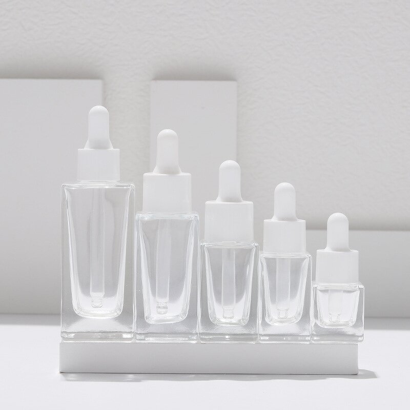 Glass Dropper Bottle Manufacturer - Clear Square Thickened 5ml 10ml 15ml 30ml 50ml Oil Capacities