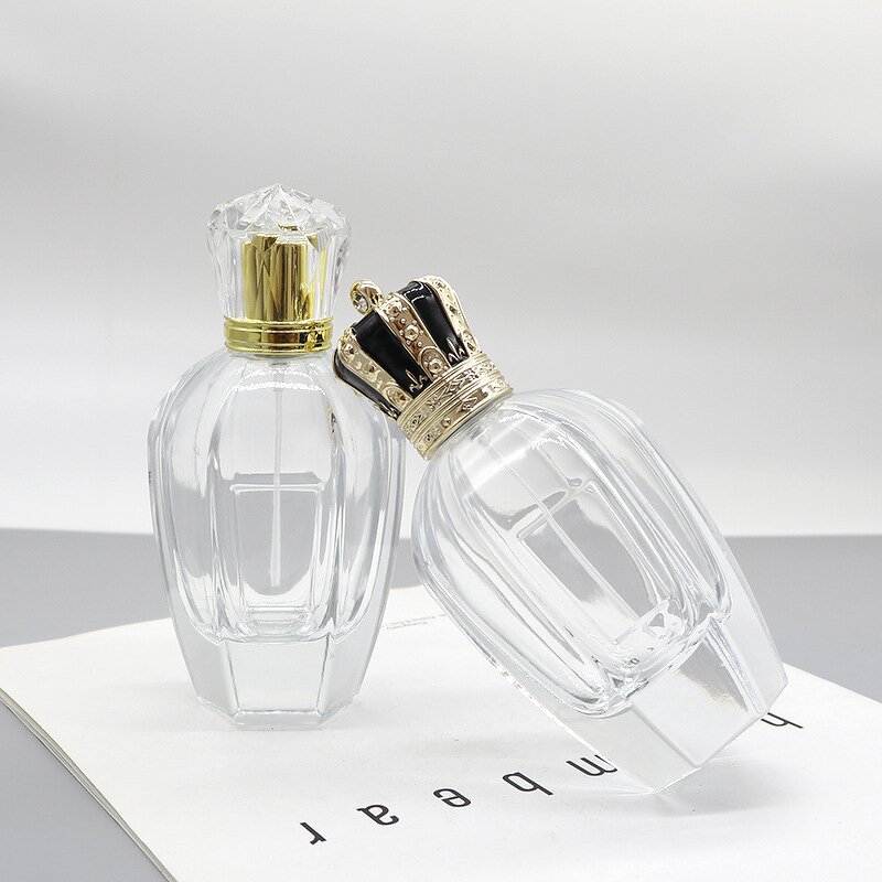 Glass Perfume Spray Bottle Manufacturer - Unique 100ml Pagoda Shape with Flat Cap and Pump