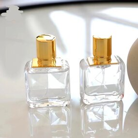 Square Glass Perfume Spray Bottle Manufacturer - Factory Luxury Clear 30ml Portable Fancy with Gold Cap