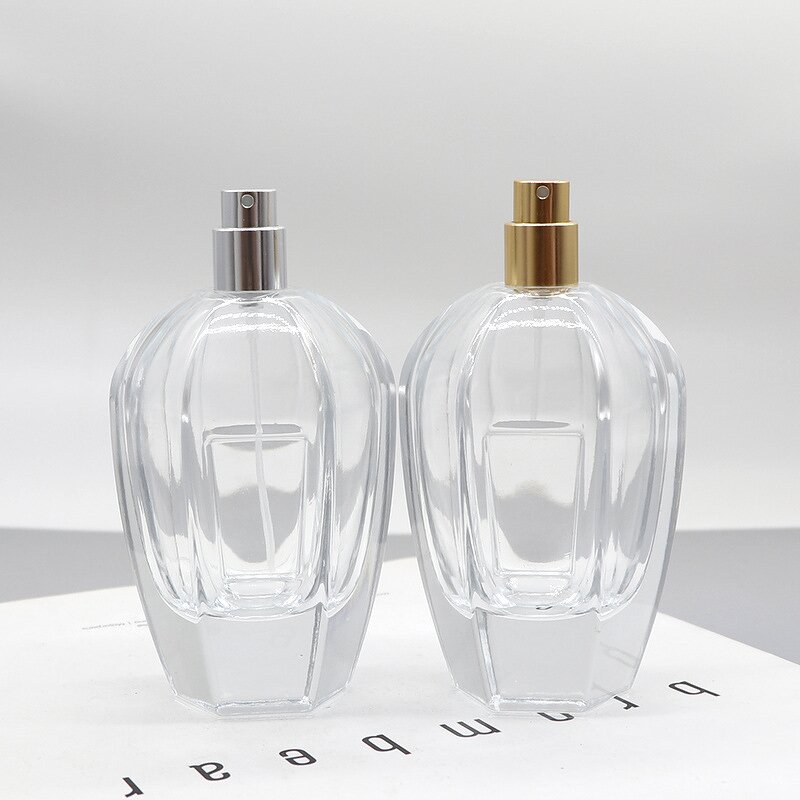 Glass Perfume Spray Bottle Manufacturer - Unique 100ml Pagoda Shape with Flat Cap and Pump