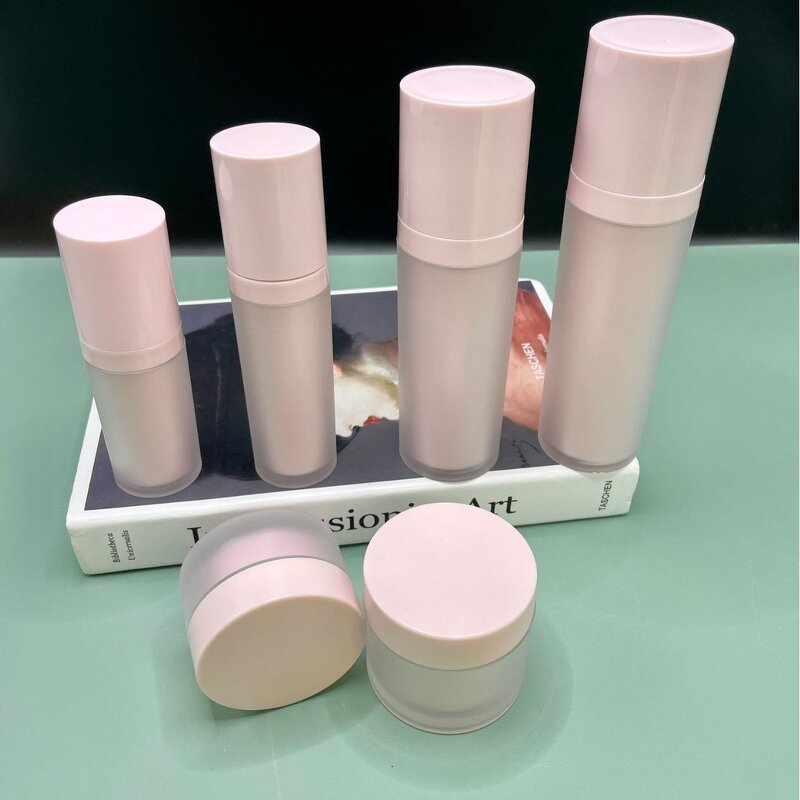 Plastic Lotion Bottle Set Manufacturer - Luxury Stock 30g 30ml 100ml 120ml Pink Face Cream Jar