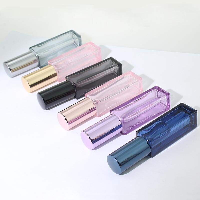 Sample Perfume Spray Bottle Manufacturer - Luxury Pink Purple Blue 3ml 5ml 10ml Square with Gold Lid