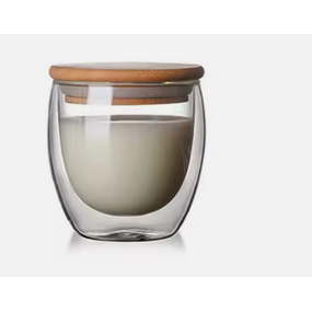 Double Wall Glass Candle Jar Manufacturer - 250ml 350ml 8oz Heat Resistant with Bamboo Lid