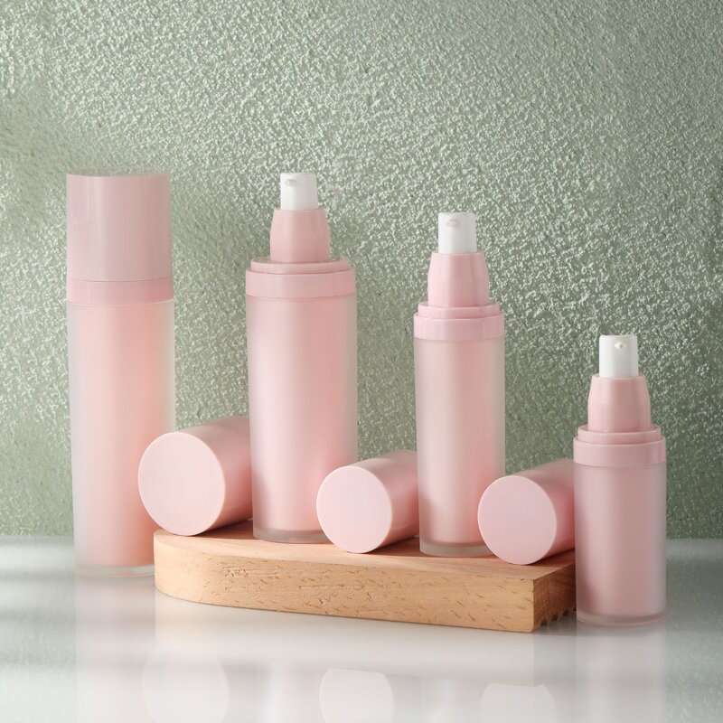 Plastic Lotion Bottle Set Manufacturer - Luxury Stock 30g 30ml 100ml 120ml Pink Face Cream Jar