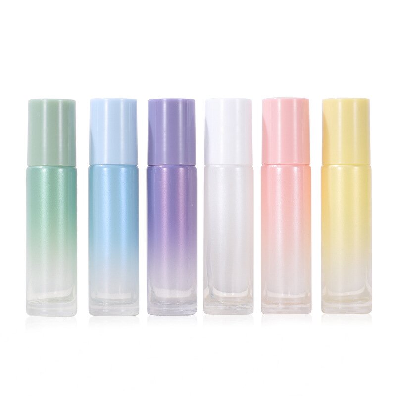 Glass Perfume Rolling Bottle Manufacturer - Popular 10ml Gradient Colour Empty Matte Colored Fragrance