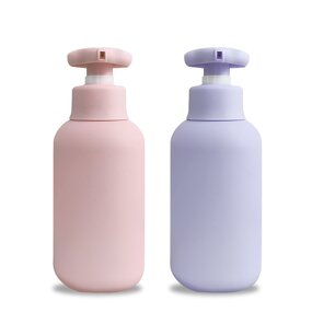 Plastic PE Body Lotion Bottle Manufacturer - Custom 300ml Round Shoulder Pink Purple Matte for Kids