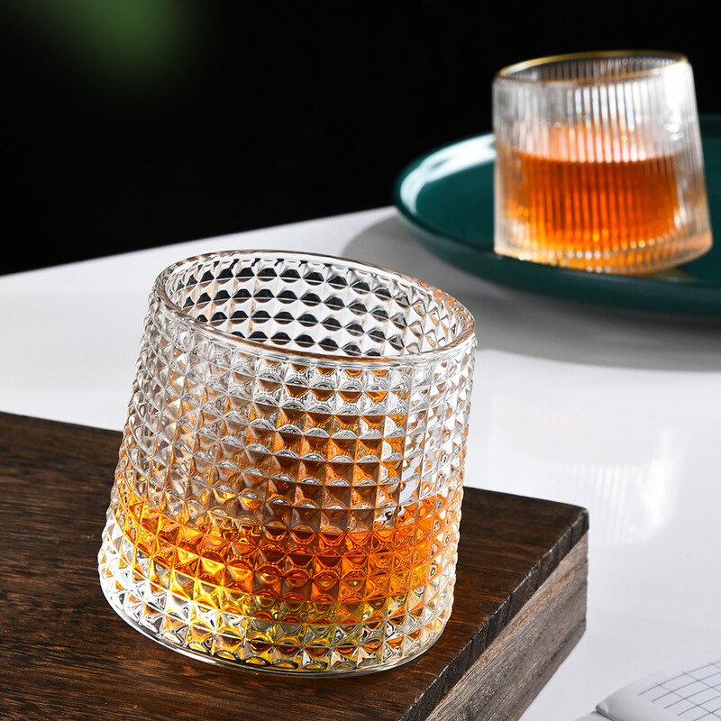 Gold Rimmed Glass Cup Manufacturer - Unique Shape 180ml Tumbler Round for Vodka Whisky