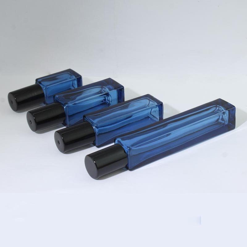 Square Perfume Roll on Glass Bottle Manufacturer - 10ml Clear Black with Metal Roller for Essential Oil