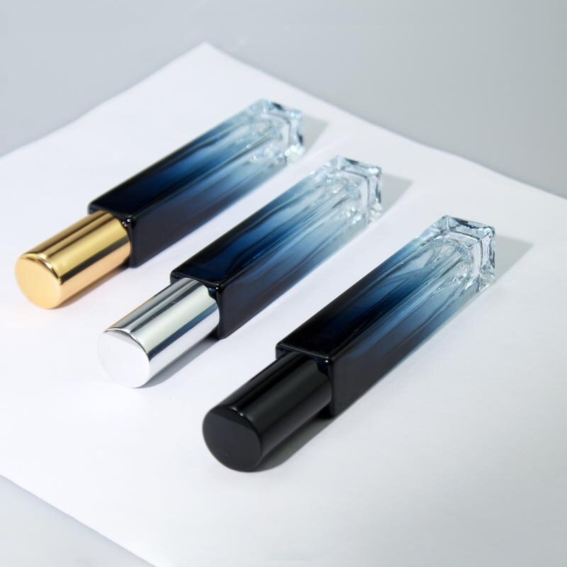 Gradient Glass Perfume Spray Bottle Manufacturer - Stock 10ml Blue Amber Green Square Mini Sample