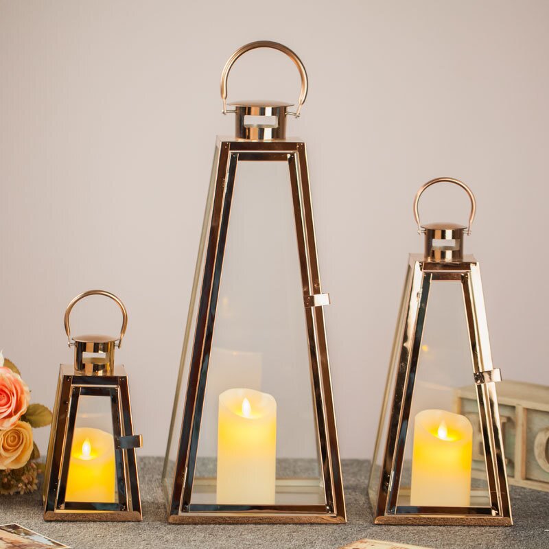 Stainless Steel Lantern Candle Holders Manufacturer - Set of 3 for Home & Wedding Decoration