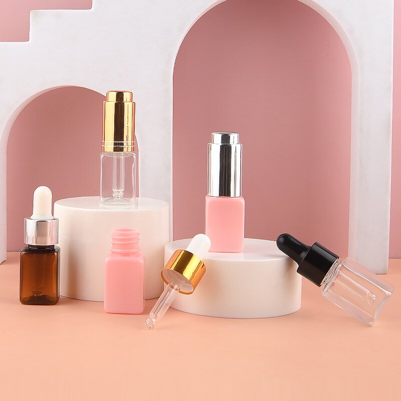 Amber Plastic Serum Dropper Bottle Manufacturer - 10ml Square Essential Oil Cosmetic with Dropper Top