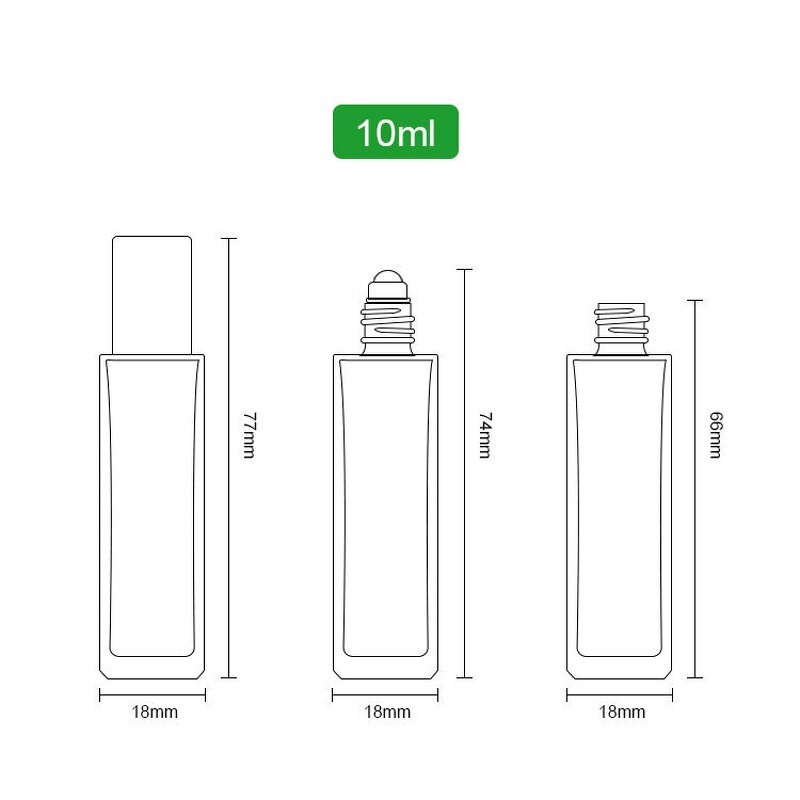 Square Glass Perfume Oil Bottle Manufacturer - 10ml Transparent Black Tall Roll on Essential Oil Boxes