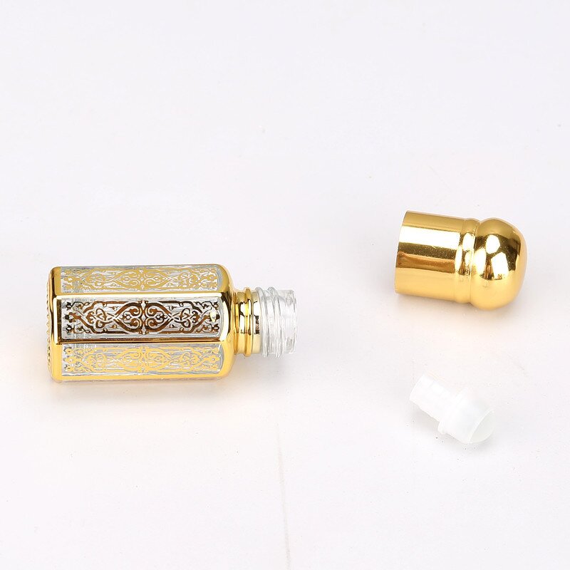 Gold Octagon Roll on Glass Bottle Manufacturer - New Design Screw Cap 3ml 6ml 12ml for Attar Perfume