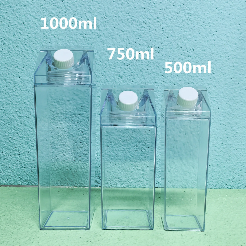 Milk Carton Shaped Water Bottle Manufacturer - 1L 500ml 750ml BPA Free See Through Acrylic