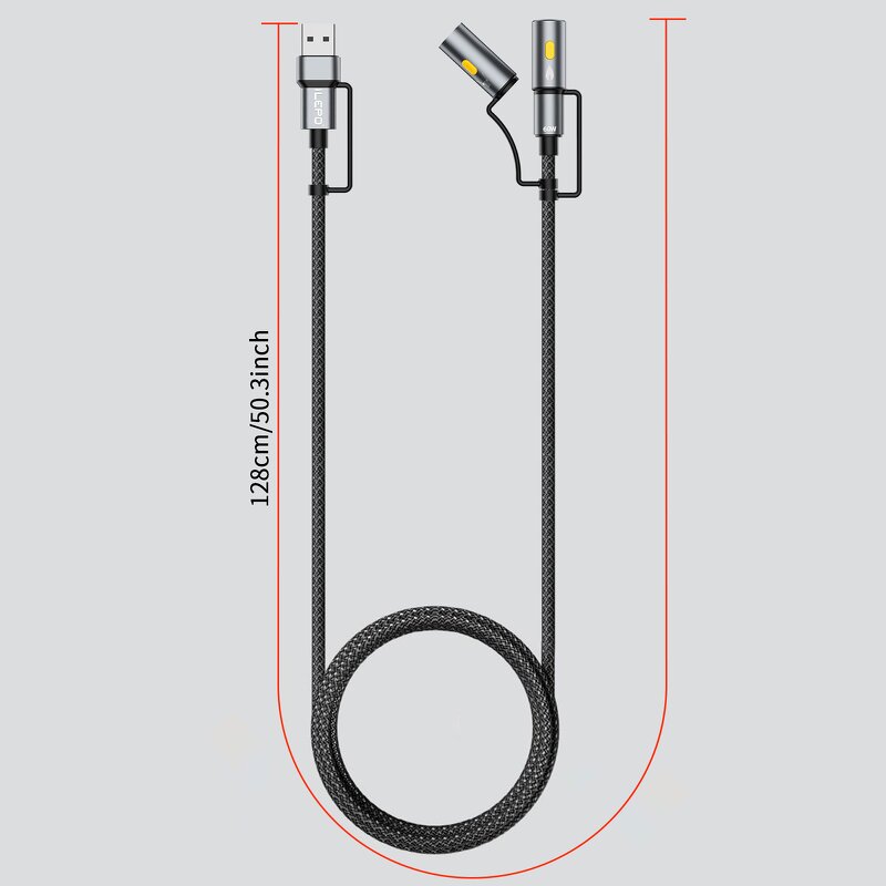 6 in 1 PD 60W Charging Cable Manufacturer - Outdoor with LED Light Ignition Nylon Braided for iPhone 16 15 iOS Camera Use