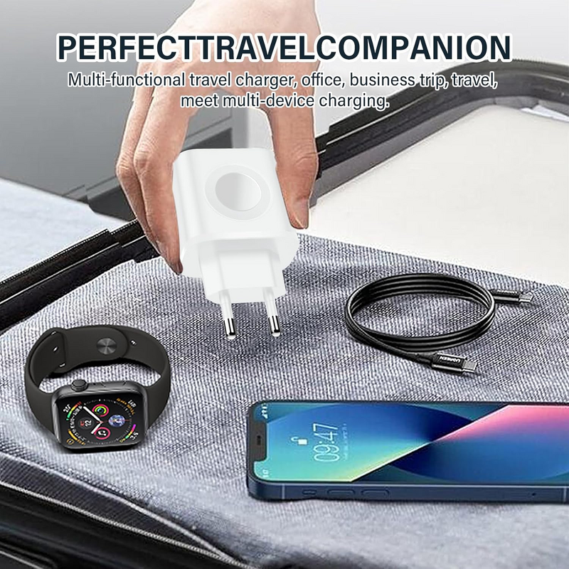 23W Apple Watch Charger Manufacturer - Portable Dual Ports Fast Charging Wall Adapter for iPhone Samsung AirPods Android