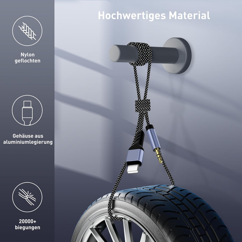 3.3ft Nylon Aux to USB C Cable Manufacturer - Type C to 3.5mm for Car Headphones Speakers for iPhone 15/16 Galaxy S24/S23