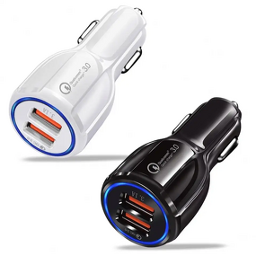 Car Charger for Mobile Phone Manufacturer - Dual USB QC 3.0 Fast Charging Adapter Mini