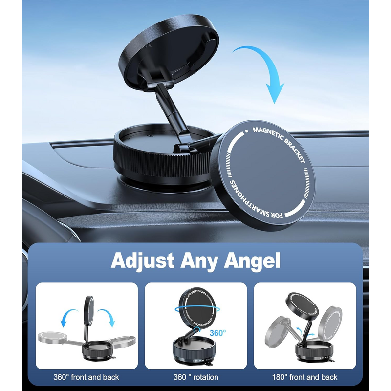 Suction Cup Phone Mount Manufacturer - 360° Adjustable Vacuum Magnetic Holder for Car Desk Compatible All Smartphones